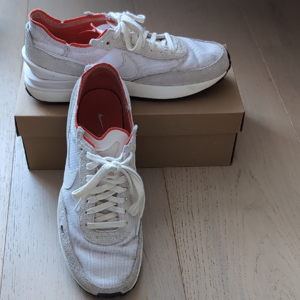 Women's Nike Suede White and Taupe Sneakers